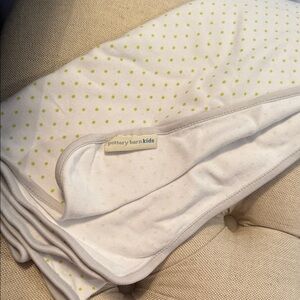 Pottery Barn Kids Cream Blanket with Lime Dots
